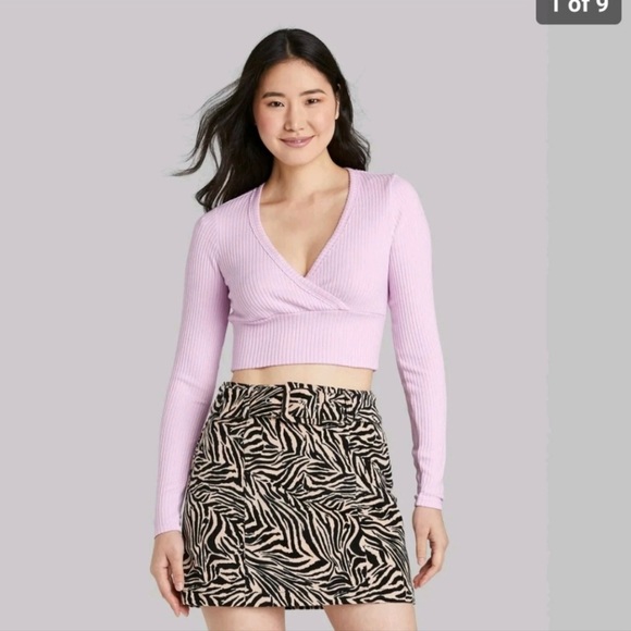 wild fable Tops - Wild Fable Lavendar Long Sleeve Short Top Size L